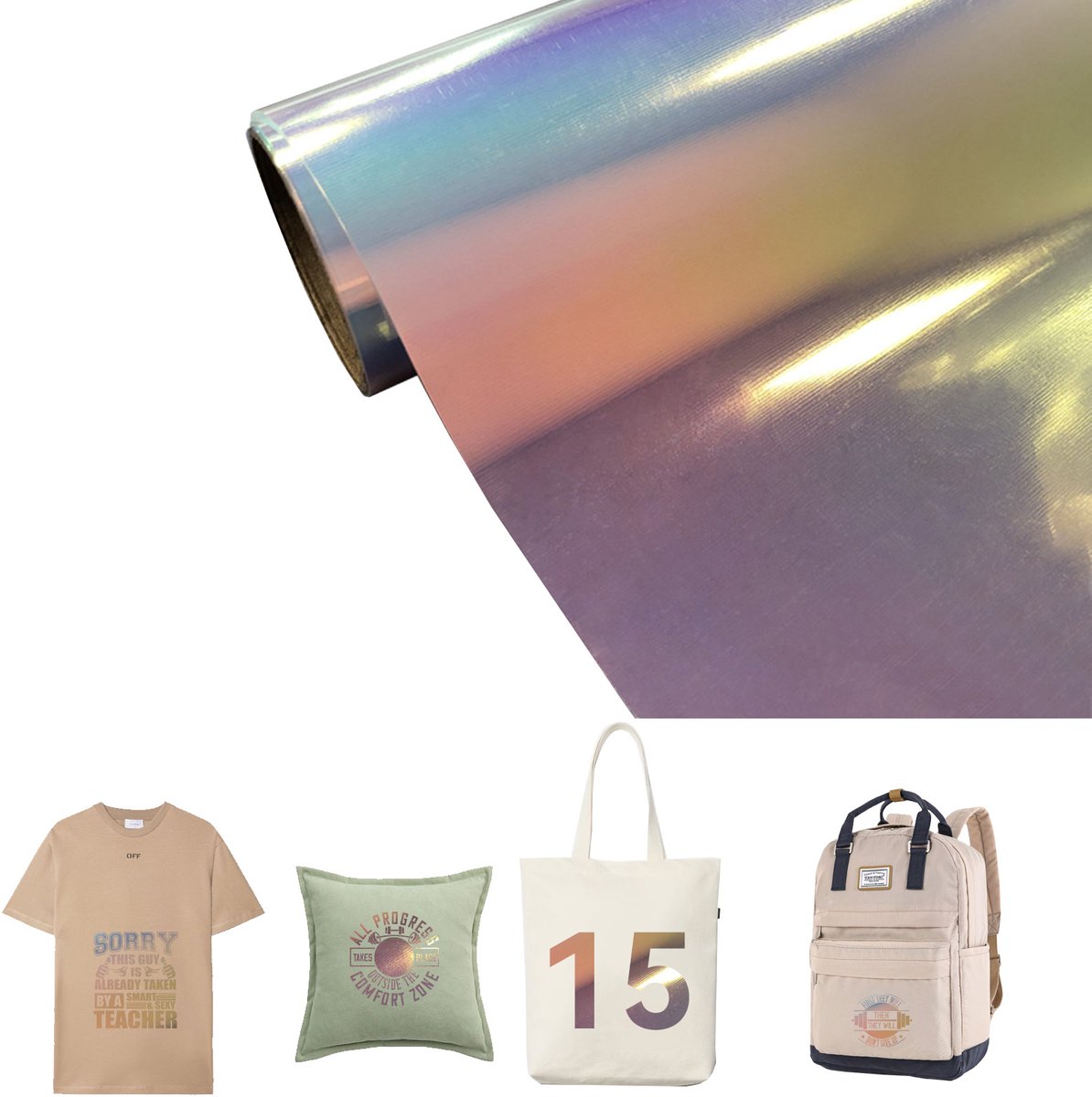 12in*5ft Regenboog Laser Graveerfolie Rol - Regenboog Laser Blauw
