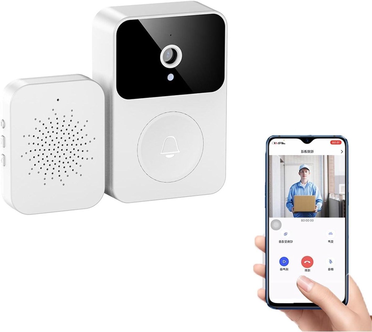 Slimme Video Deurbel - WiFi Deurbel Camera - Huis Beveiligen - Twee-weg Audio - 65° Kijkhoek - Zwart