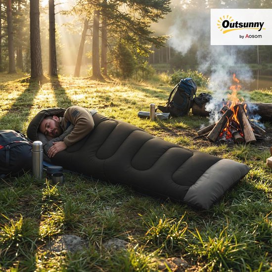 Outsunny slaapzak - Polyester, katoen - 215 x 75 x 10 cm - Zwart van Outsunny — afbeelding 2
