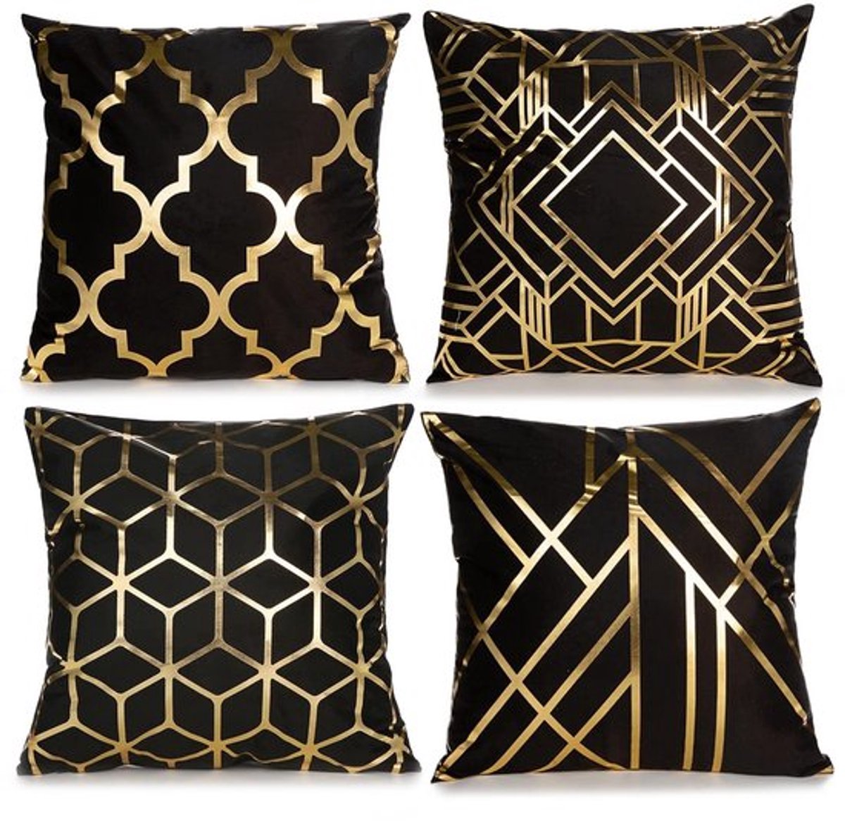 4 stuks fluwelen kussenhoezen 45x45 cm - Dubbelzijdige decoratieve kussenset voor woonkamer en slaapkamer