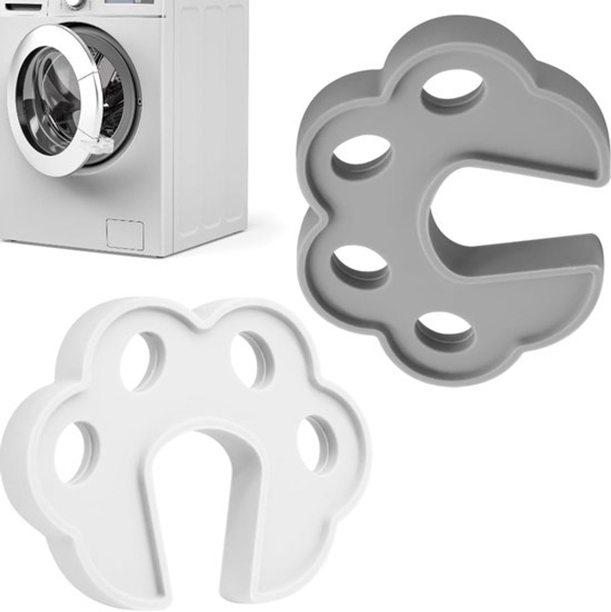 Set van 2 Deurstoppers voor Wasmachine, Droger en Vaatwasser, Silicoon voor Optimale Ventilatie, Houdt de Lucht Fris en Droog, Grijs en Wit