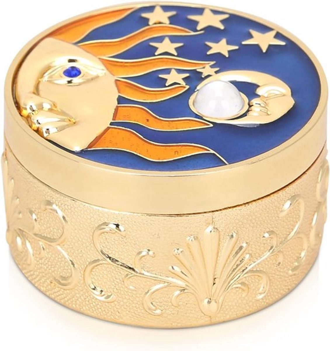Vintage sieradenbox met sterren- en maanpatroon, opbergdoos voor sieraden en accessoires, decoratief cadeau voor thuisgebruik