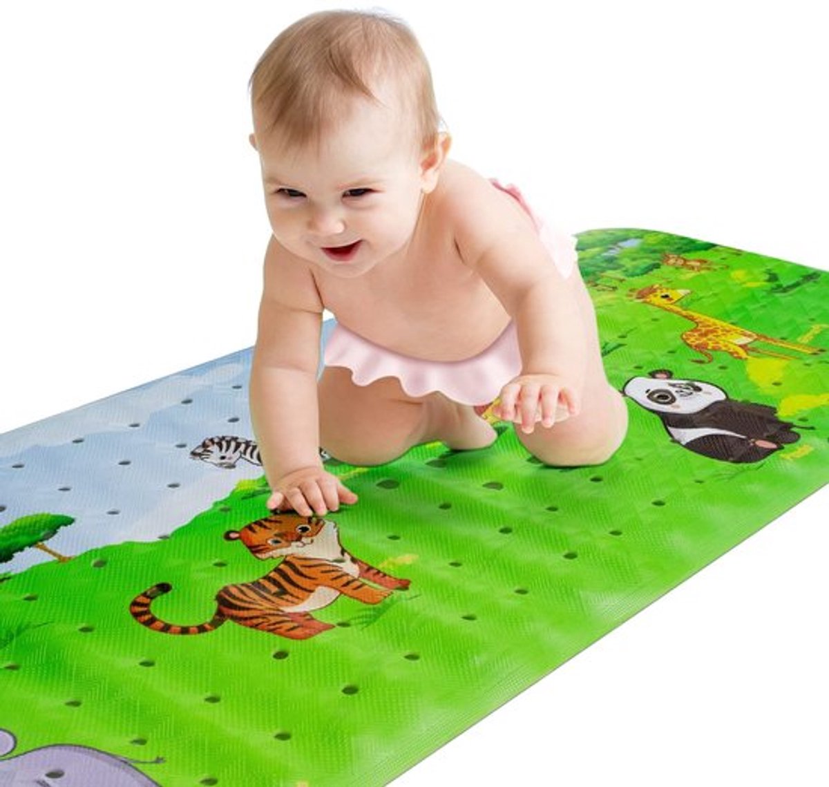 Babybadmat Antislip - Bospatroon met Dieren - 100x40cm - Zuignappen - Kleurrijk - Vroeg leren en plezier - Badmat