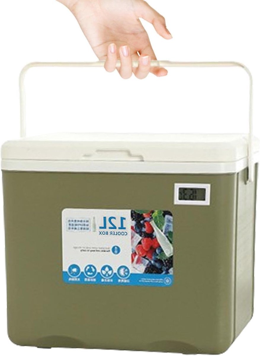 Geïsoleerde Doos - Koelbox Auto - Langdurig Koel Houden - Verbeterde Bruikbaarheid - 12 Liter Capaciteit - Groen