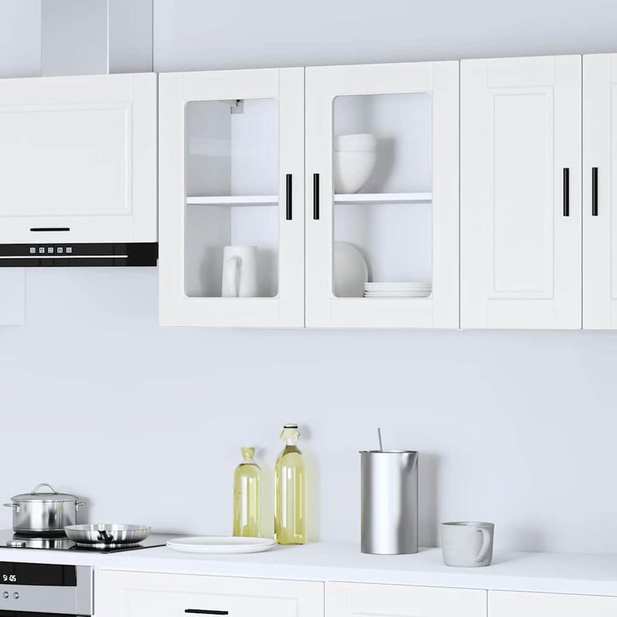 Keukenkast met deur - Voorraadkast servies - Keuken opruimen - Verstelbare poten - 80 x 60 cm - Wit