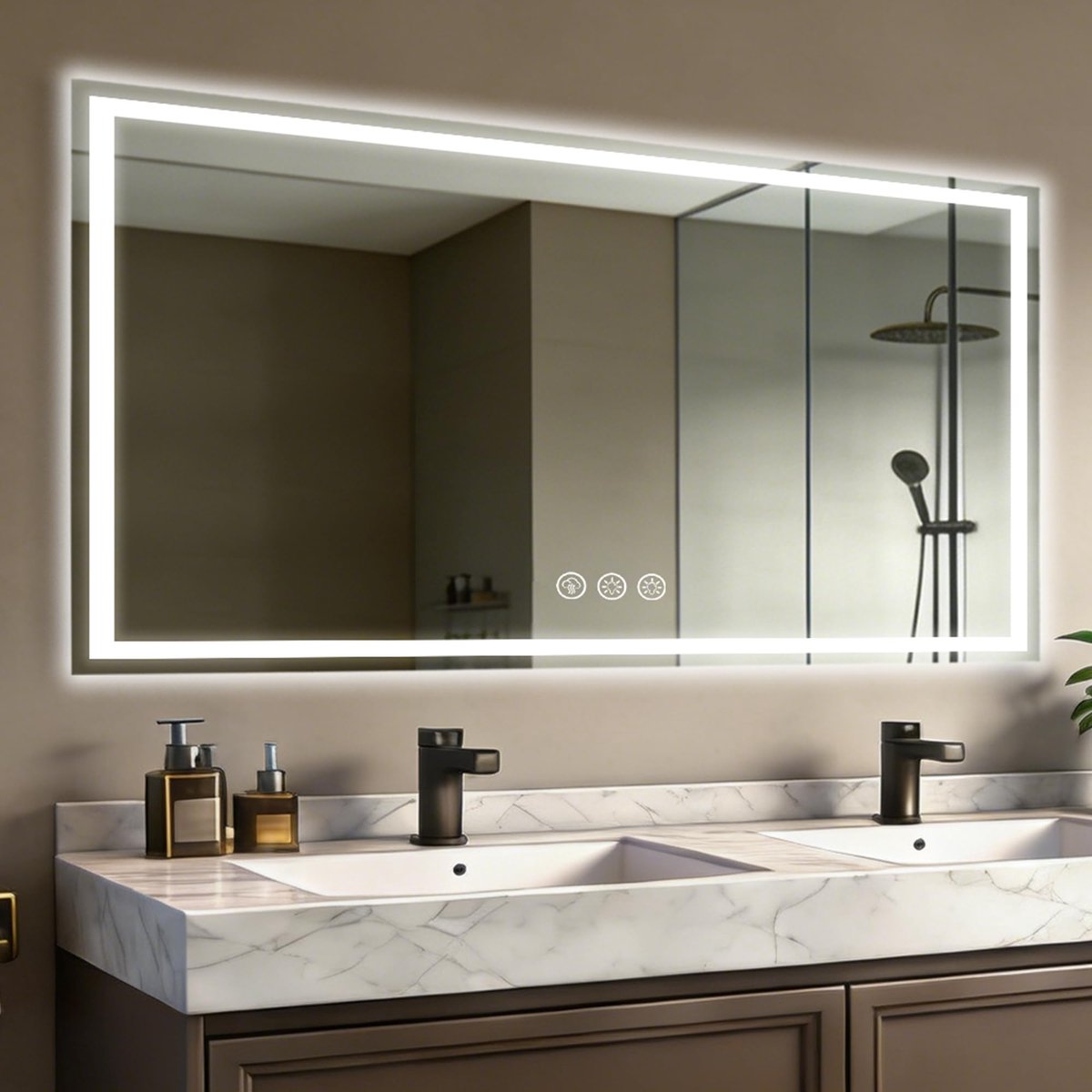 Badkamerspiegel 70x120cm - LED met verlichting - Anticondensfunctie - Ideaal voor dagelijkse verzorging - SnelShoppen