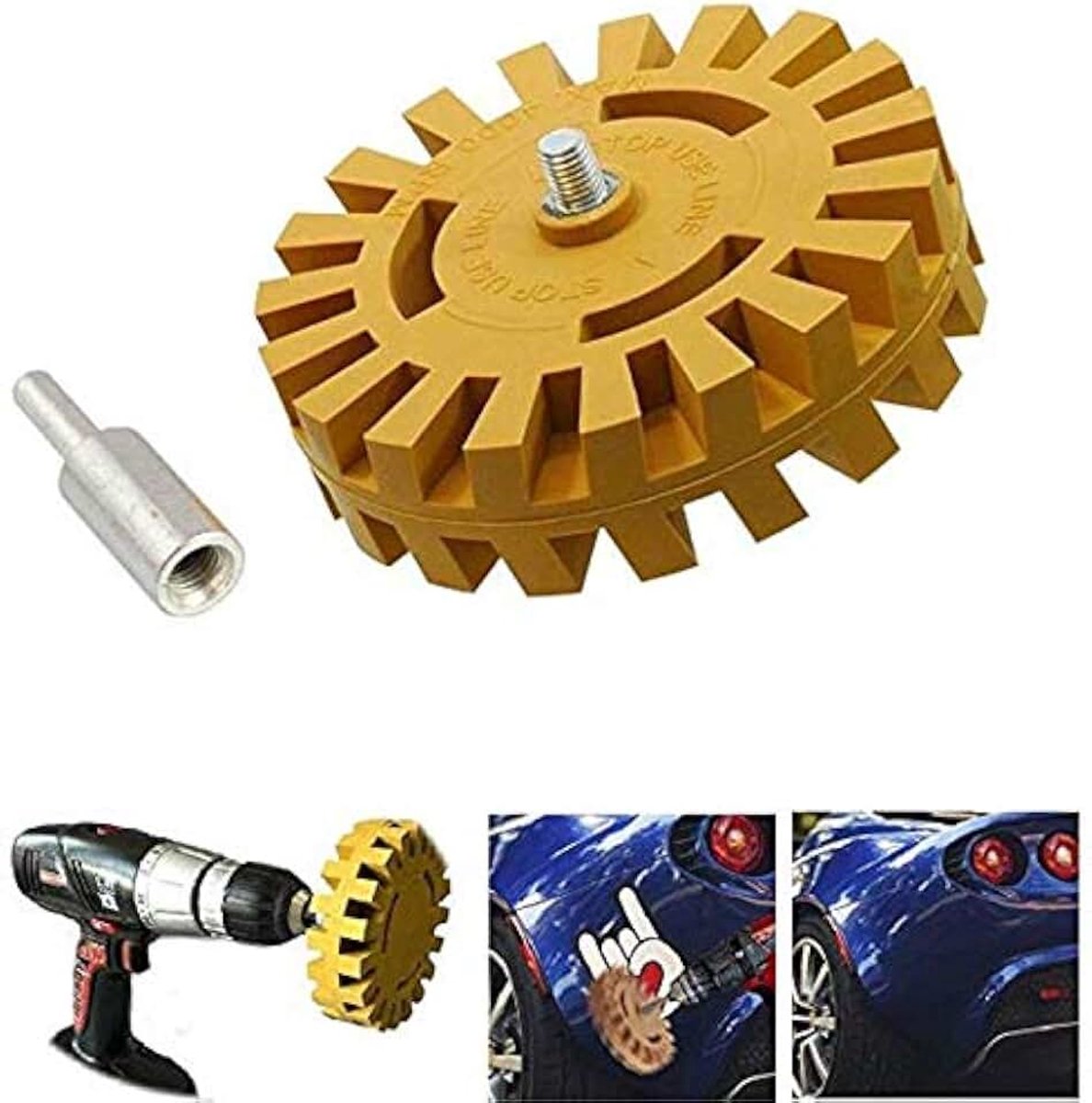 Rubber wiel met pneumatische ontgomschijf, Stripe Removal Decal Removal Wheel Cannel Toffee Caramel Drill - Heavy Duty 25 mm