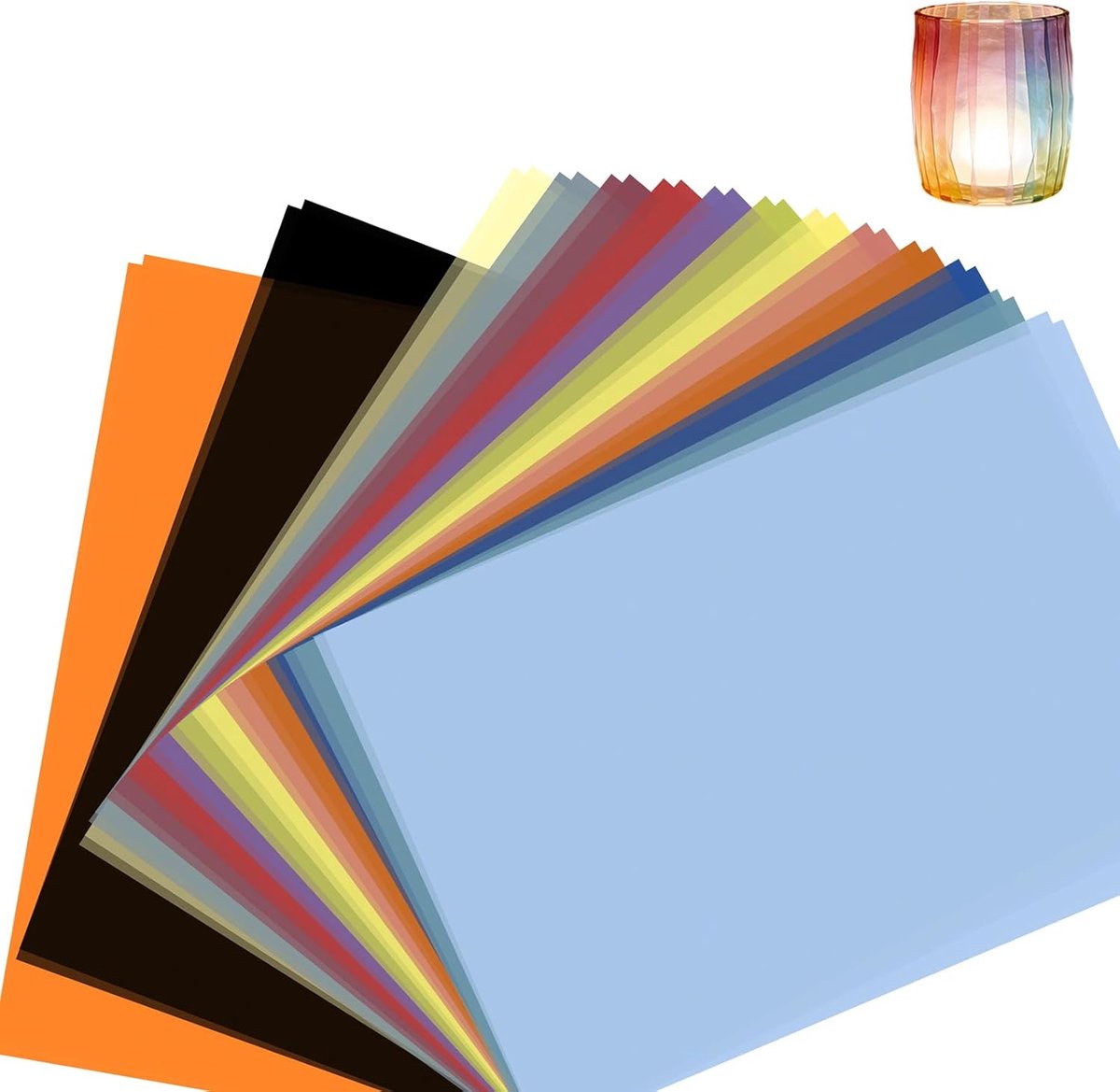 Soitzhoc 30 sheets of A4 vellum paper | 15 colours, including gold and silver frosted paper, tracing paper| For handmade DIY lanterns transparent papier, 100 g/m²