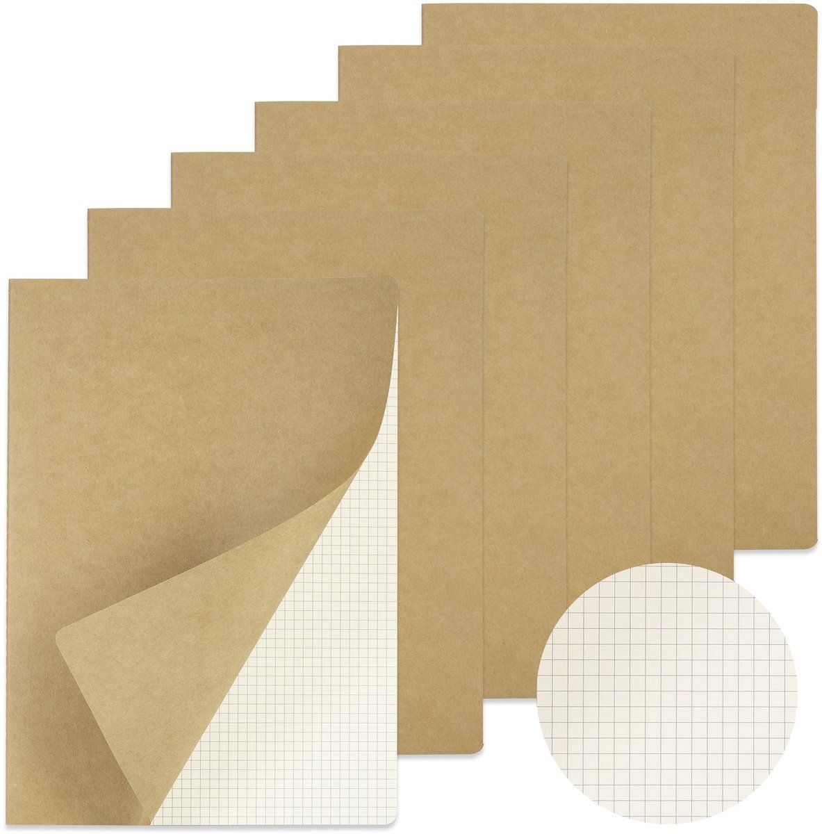 A4 gestippelde notitieboeken - Kraft cover - 6 stuks - perfect voor creatief noteren - SnelShoppen