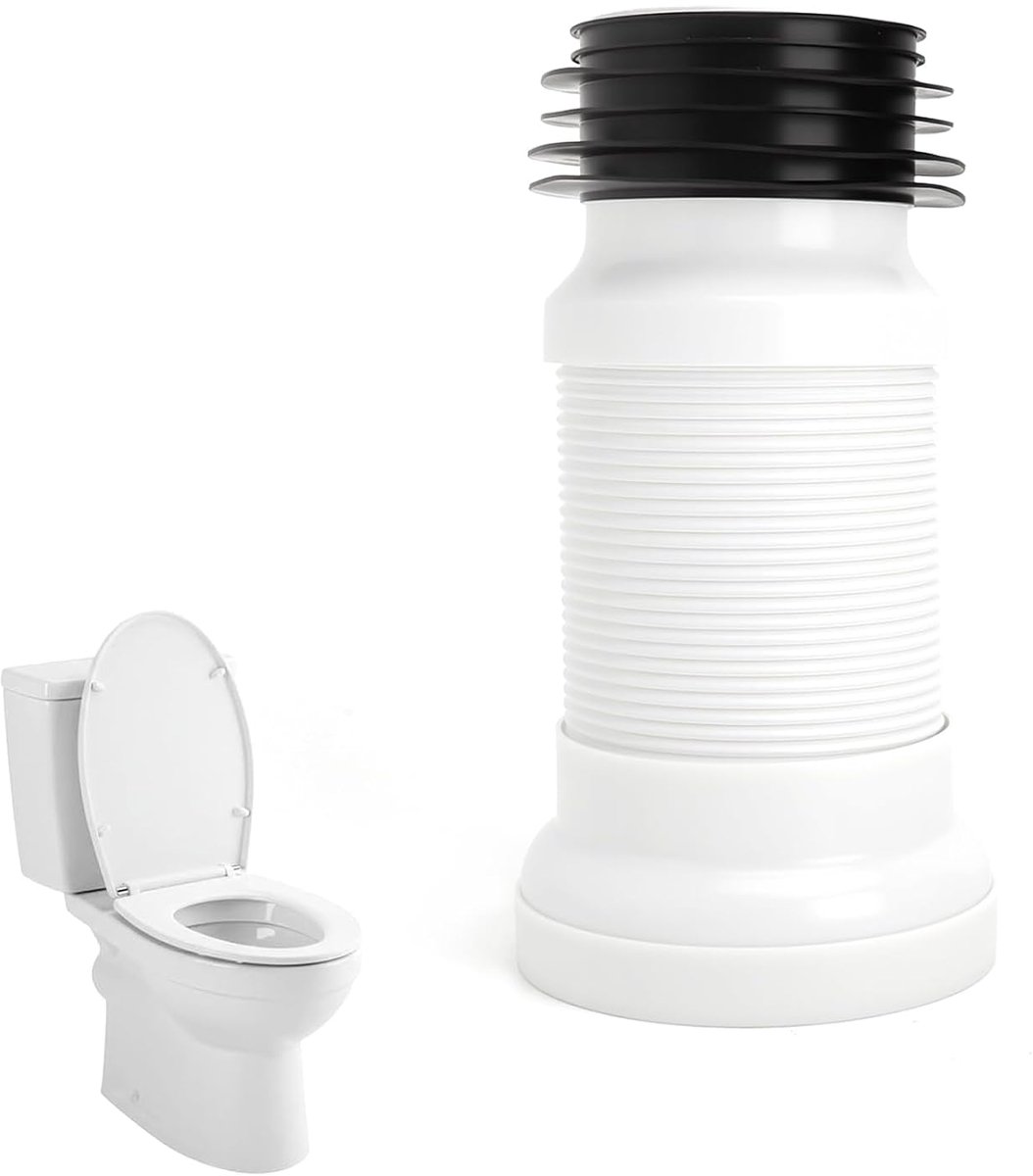 Flexibel, 250-500 mm, wc-afvoerbuisverlenging, universele afvoerslang, instelbare buisaansluiting, wc-buis, aansluitstuk voor toilet, afvoerbuis, sifon