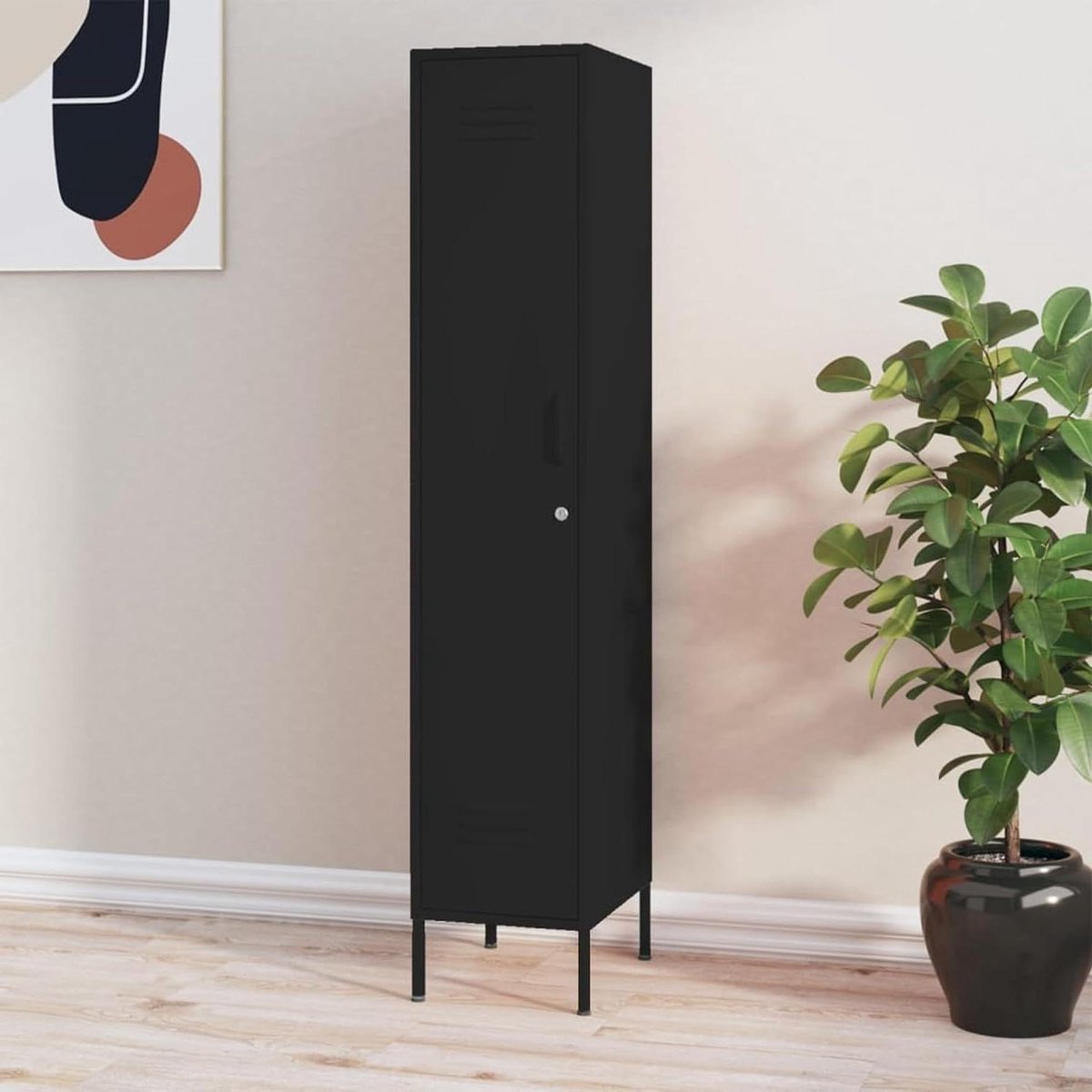 Kantoorkast Metaal - Opbergkast Archiefkast - Documenten Opbergen - 4 Verstelbare Planken - 35 x 46 x 180 cm - Zwart