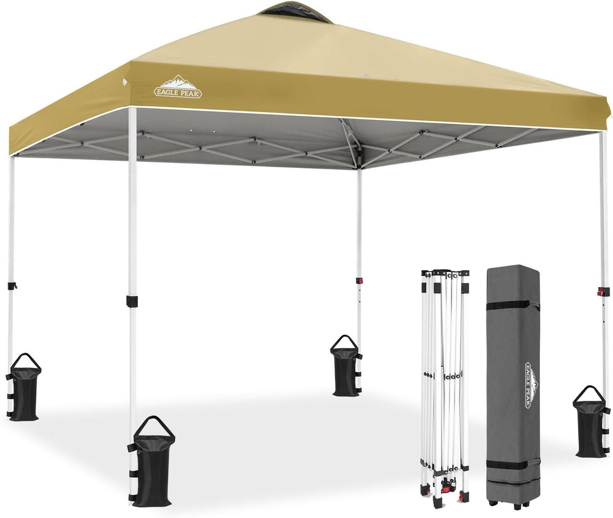 Pop-up tuinhuisje tent 3 m x 3 m - beige luifel - rechte benen - ideaal voor buitengebruik - SnelShoppen
