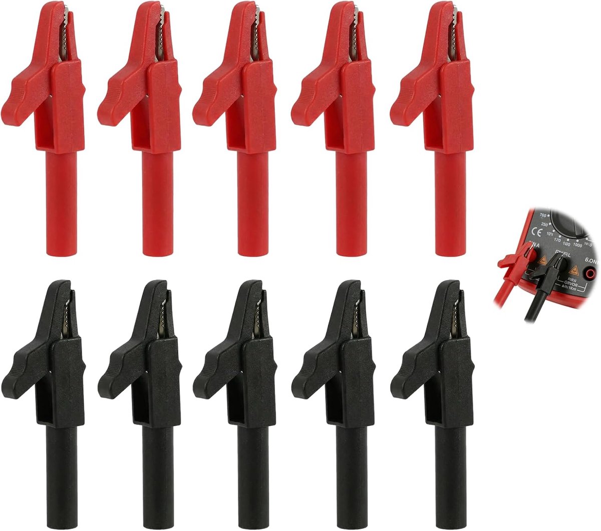 10 stuks elektrische krokodillenklemmen, banaanstekkers 4 mm van koper, krokodillenklem batterij en multimeter, krokodillenklemmen voor elektrische tests, veilige meting en verbinding