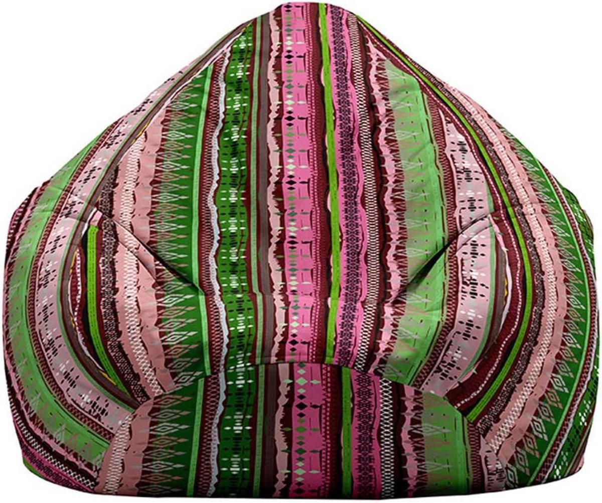 Zitzakhoes Zonder Vulling - Opbergzak Stoelhoes - Speelgoed Opbergen - Zachte Katoen Linnen - 100x120cm - Roze Groene Strepen