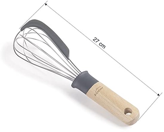 Handmatige staafmixer - Keuken garde - Koken en bakken - 2-in-1 functie - 27 cm - Grijs en hout — afbeelding 4