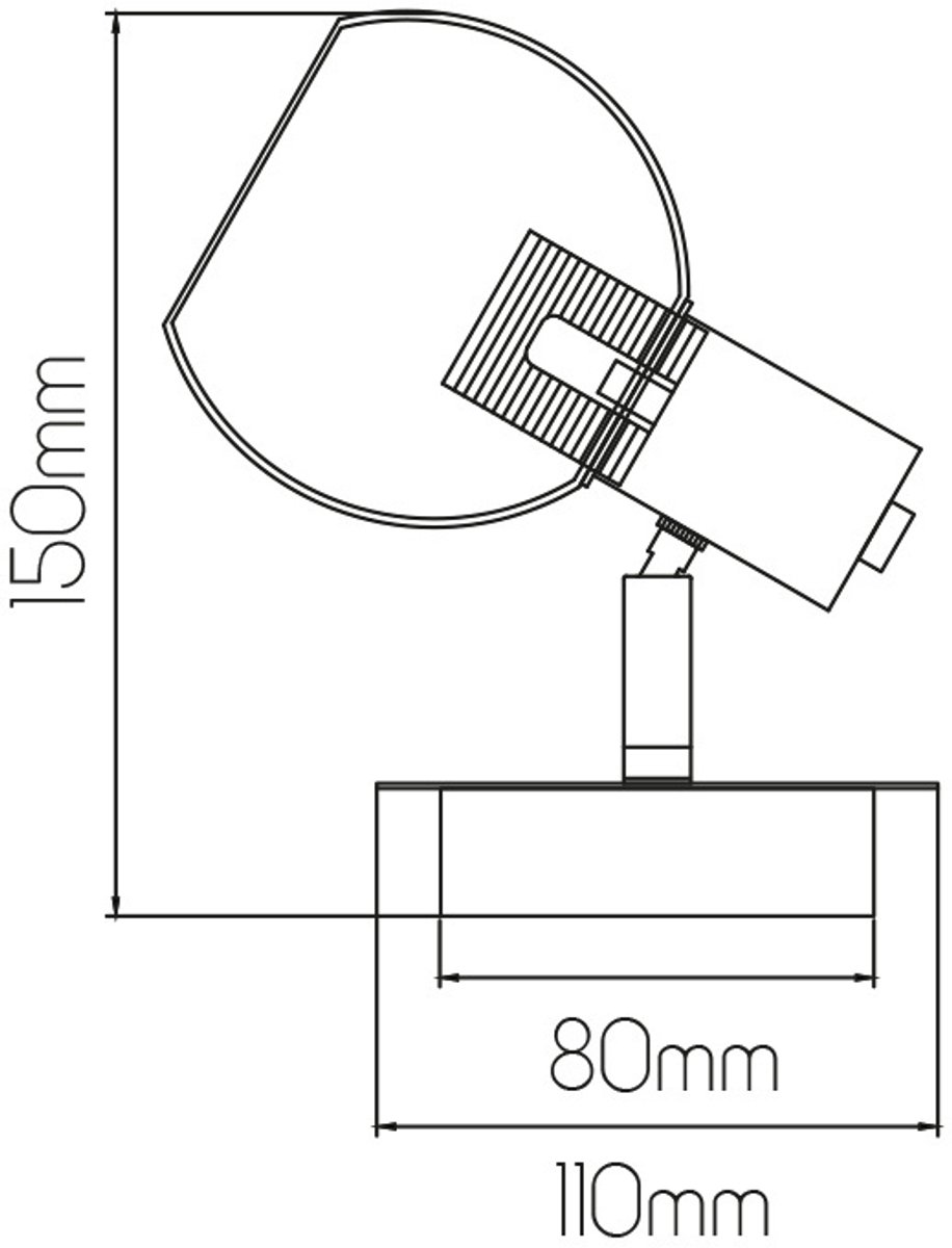Osira wandlamp, zwart staal met amber glas, E14 fitting, ingebouwde schakelaar, 110x150 mm, IP20