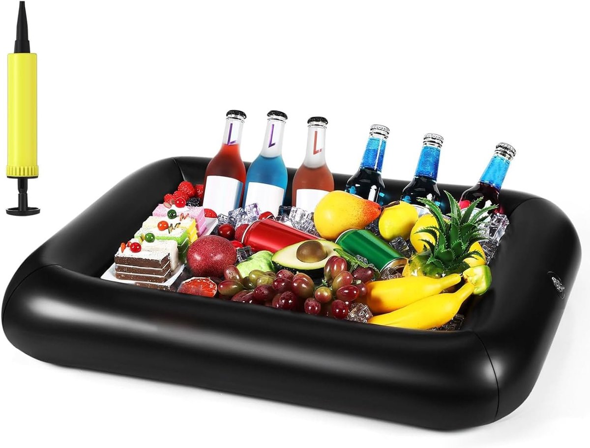 Opblaasbare bekerhouder, bekerhouder voor zwembad, drijvende bierhouder van pvc, drijvende bar voor zwembad, dranken en snackhouder, feestbenodigdheden voor zwembadfeestjes en strandfeest