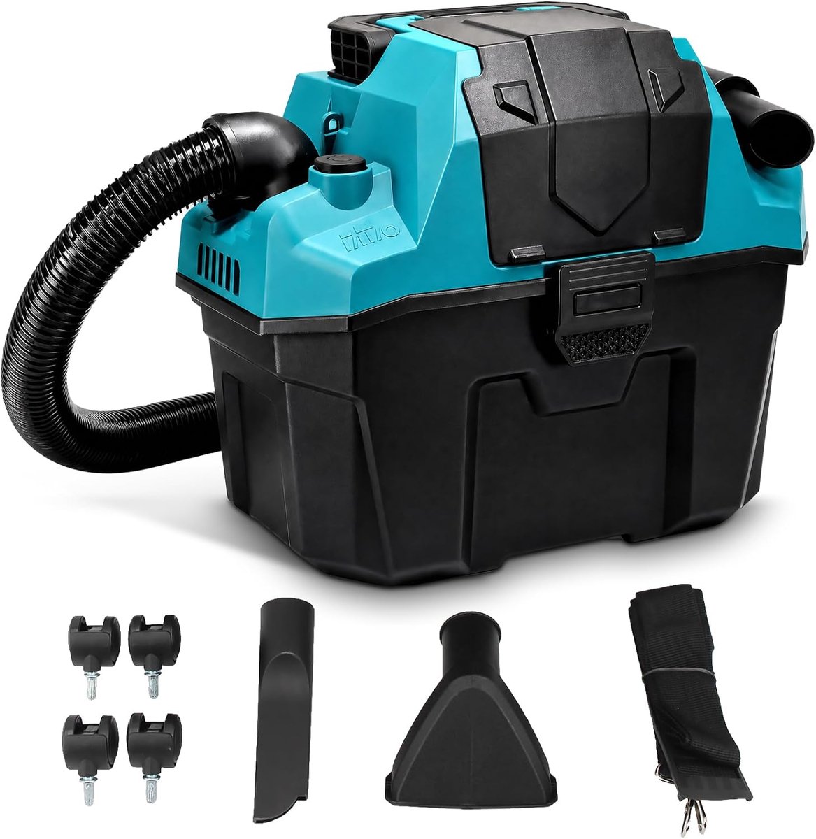 Accu-nat- en droogzuiger, 11 l, draagbare werkplaatsstofzuiger met borstelmotor, 16 kPa zuigkracht, 200 W, draadloze industriële stofzuiger voor werkplaats, auto, garage en huishouden (zonder accu en