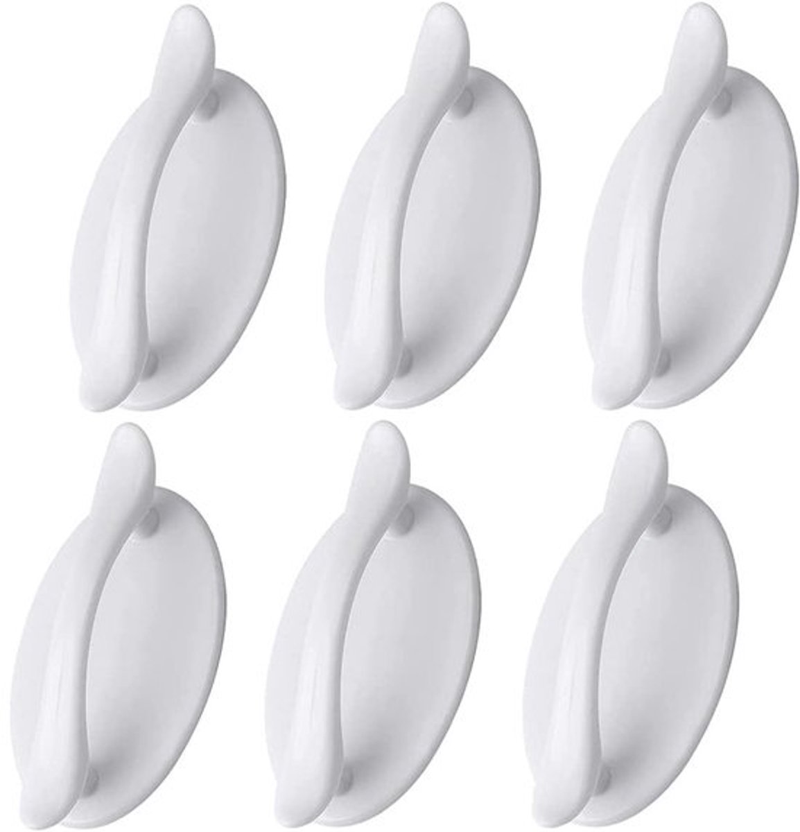 Deurgreep 6 Stuks - Zelfklevende Handgreep - ABS Kunststof - 95 x 23 x 48 mm - Wit - Duurzaam - Kastgreep