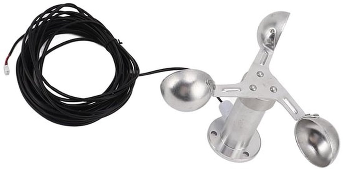 Aluminium Anemometer Sensor voor Windsnelheid Monitoring met 8 Meter Kabel - Weerbestendig Ontwerp.