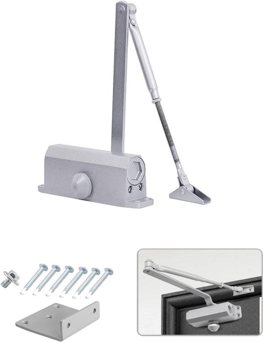 Hydraulische Deurdranger 90° Automatische Deurstoppers van Aluminium Legering voor Kantoor, Winkel en Thuisgebruik tot 55 kg Deuren