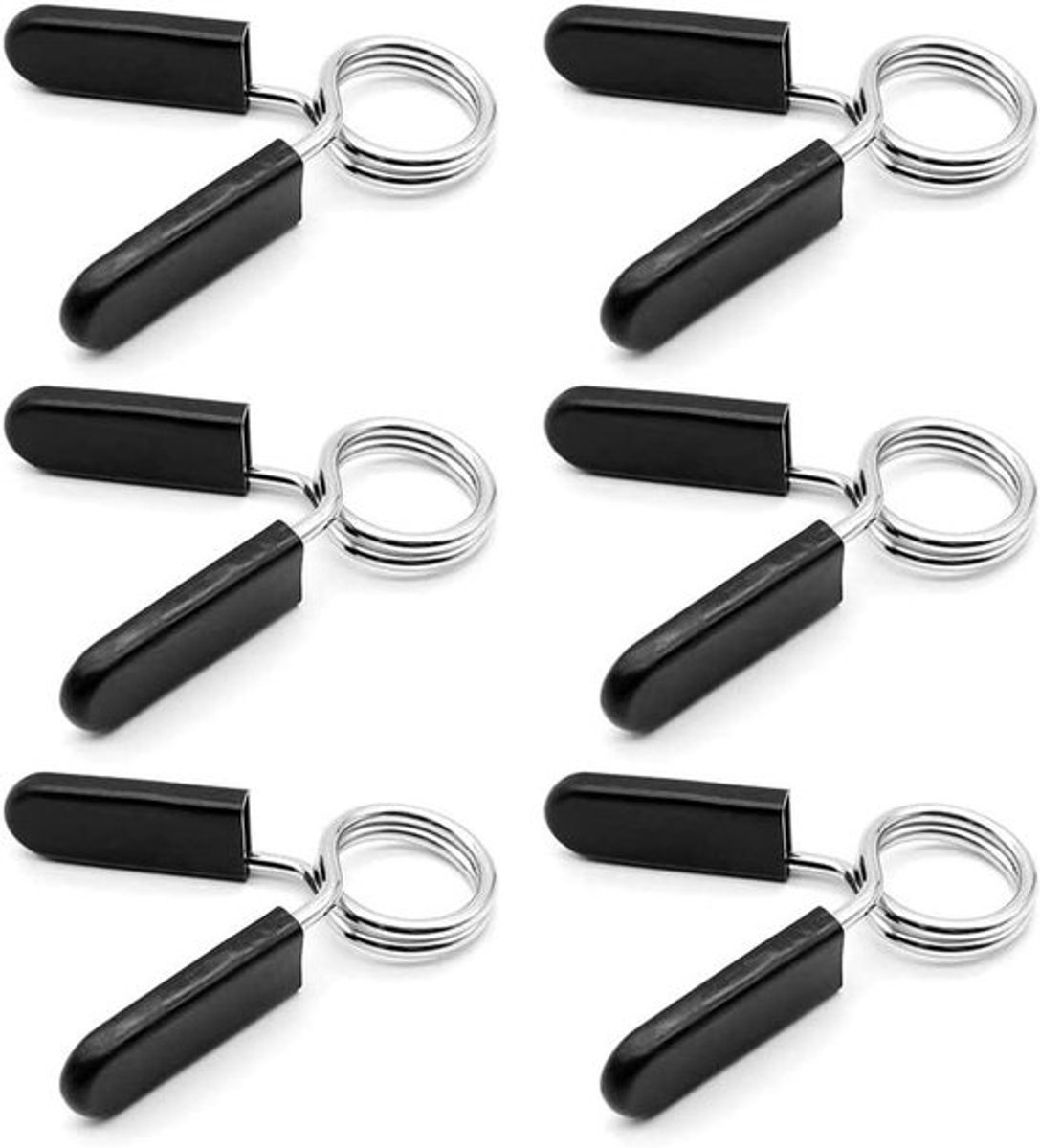 - Veerhalsklemmen - Halter - 25 mm - Halters - Oefenkragen - Olympische halterstangen - Fitness en training - Zes stuks
