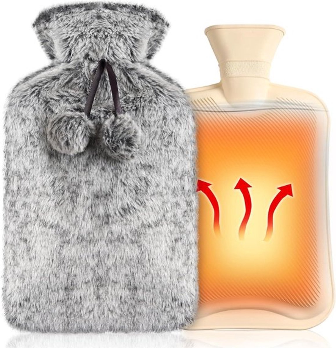 Zachte Premium Pluche Hoes - Warmwaterkruik 2 L - Pijnverlichting Rug Nek Schouderklachten - Geweldig Cadeau Vrouwen Kinderen