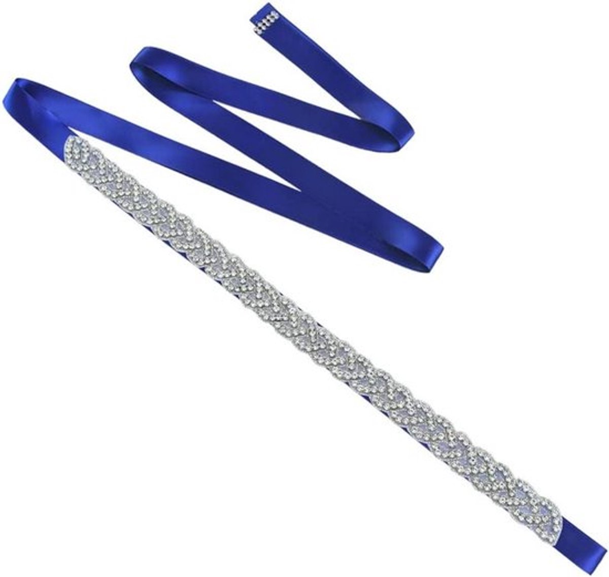 - Riem voor bruidsjurken - Strass-trouwriem - Kristallen bruid-riem - sjerp - bruiloftsriem - voor bruidsmeisjesjurken - baljurk - avondjurken - met koningsblauwe band.