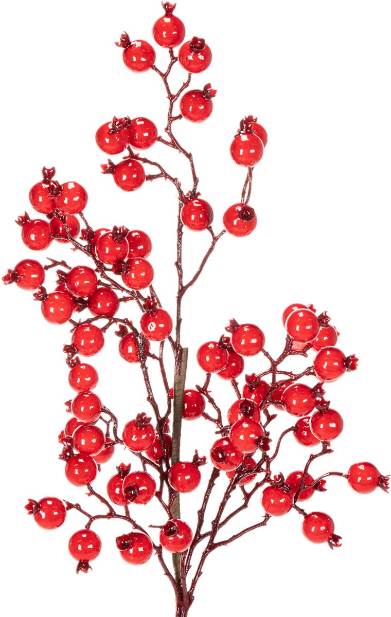 Kunstmatige rozenbotteltak met glanzende bessen, 62 cm