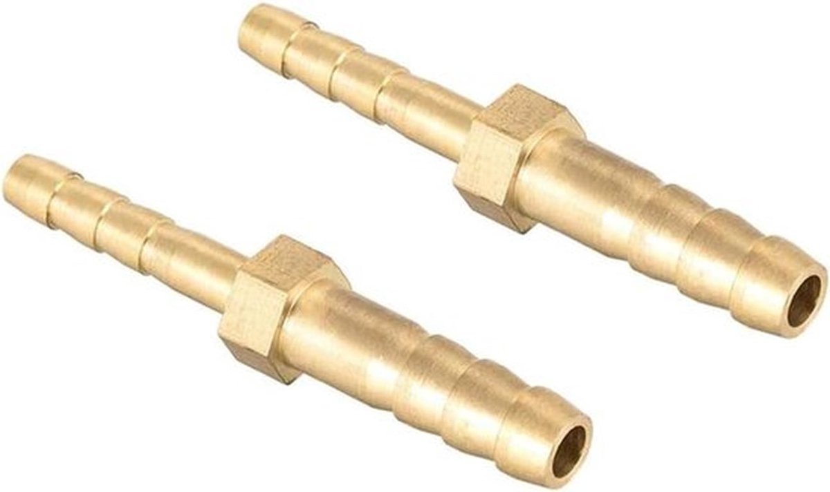 Slangconnector 6-4 mm - Metaal - Recht - Diameter variabel - Pagode gezamenlijke pijp - Lucht brandstof - Schrijnwerker - Waterpijp - Gasslang fitting - Geschikt voor Messing Model - 2 stuks