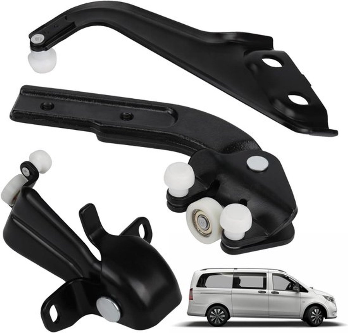Schuifdeur rolgeleidingsset rechts voor bestelwagen, vervangingsset wieltjes schuifdeur zijdeur auto. Slijtvast, aangepast model.