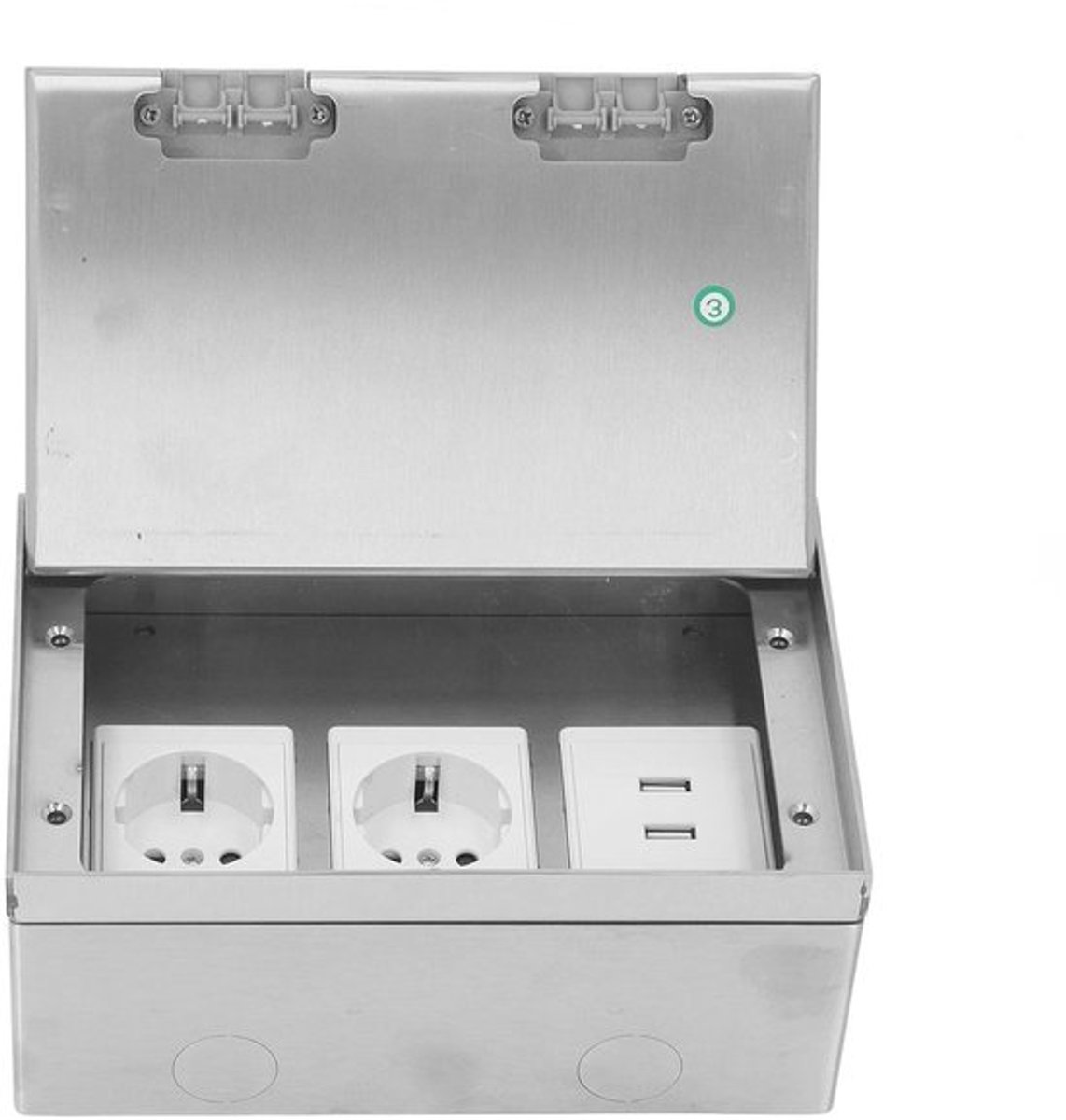 Waterdichte RVS Ingebouwde Vloerafvoerkast met 2 EU Standaard USB-poorten en 16A 4KW Capaciteit voor Veilig Gebruik