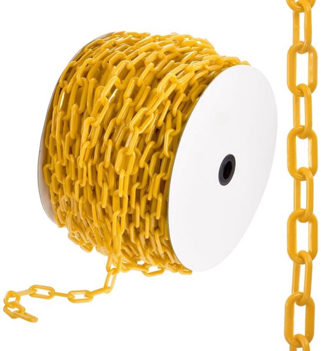 200 ft Plastic Eindketting, Veilige Plastic Ketting Links voor Publieksbeveiliging, Tuin, Bouw en Parkeerplaatsen, Geel