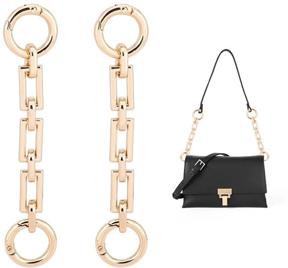 2 Stuks Gouden Tasverlengingskettingen - Handtasaccessoires met Verbindingsring - Crossbody Schoudertas Riemverbreder