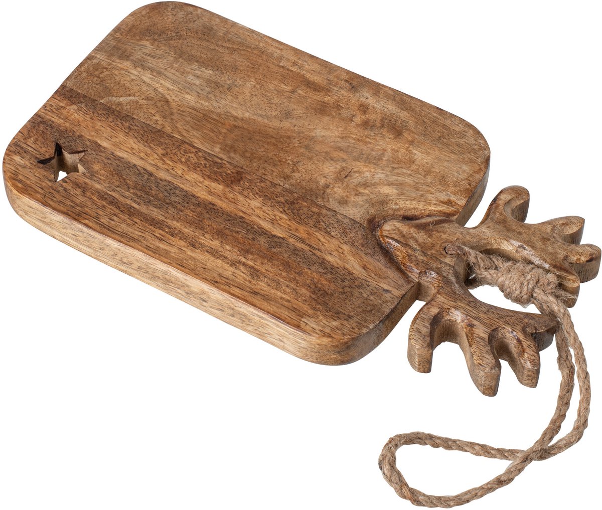 J-Line Snijplank met rendierhoofd - mangohout - naturel - small