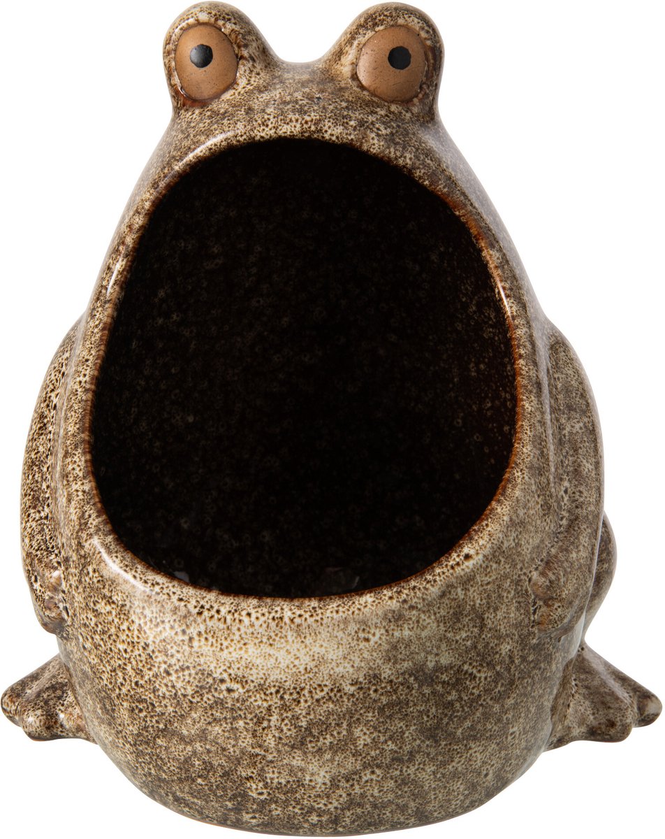 J-Line bloempot Kikker - steengoed - beige - large