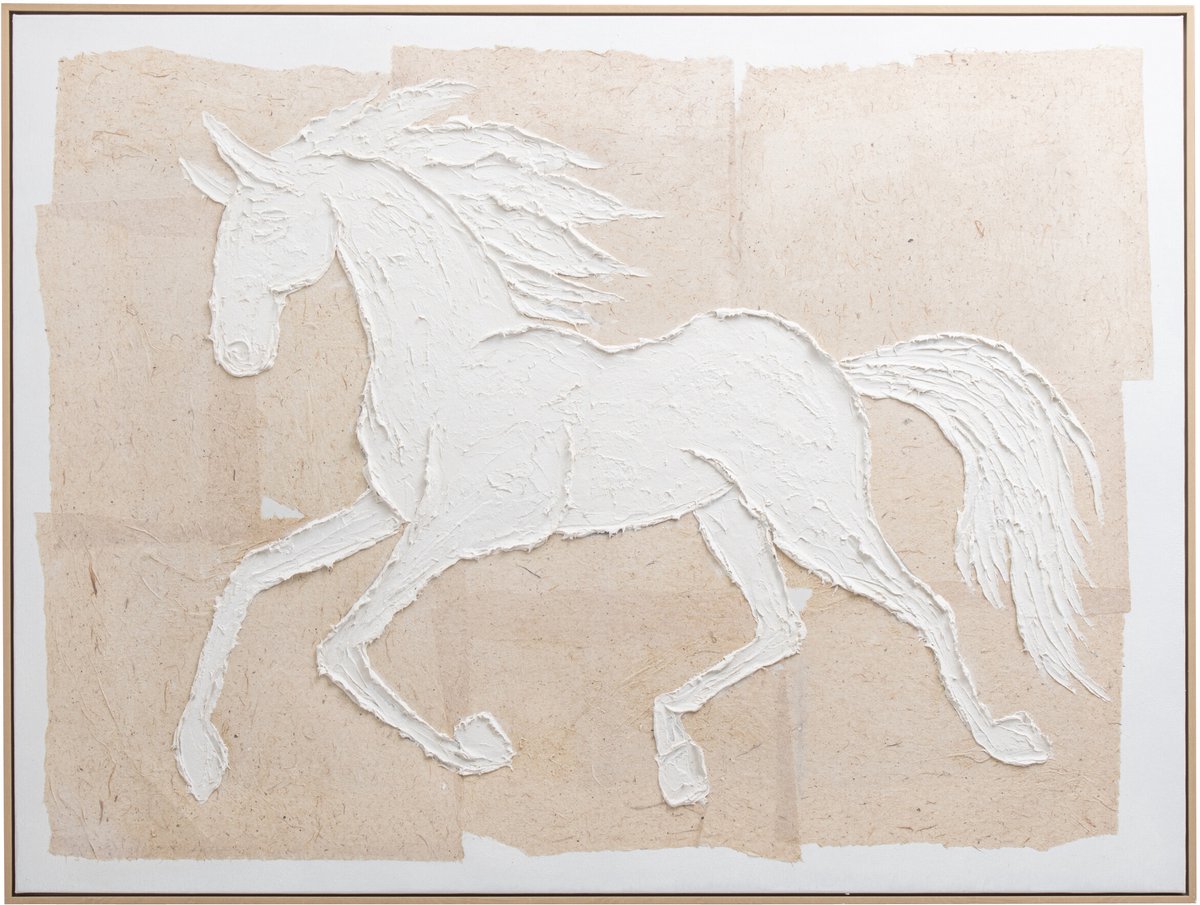 J-Line Schilderij paard - acryl - beige/wit