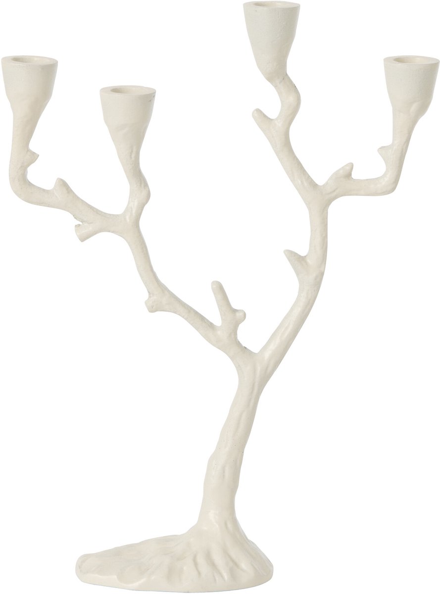 J-Line kandelaar hert - aluminium - gebroken wit