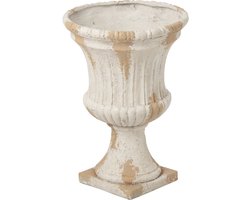 J-Line Geribbelde Medici bloempot voor buiten - magnesium - ecru/beige