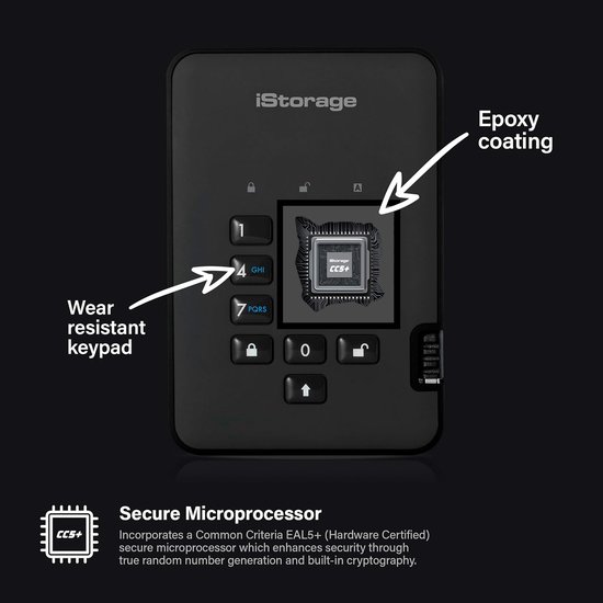 Externe Harde Schijf - Opslagmedium Beveiligd - Data Beschermen - Hardware Encryptie - 2 TB - Zwart — afbeelding 5