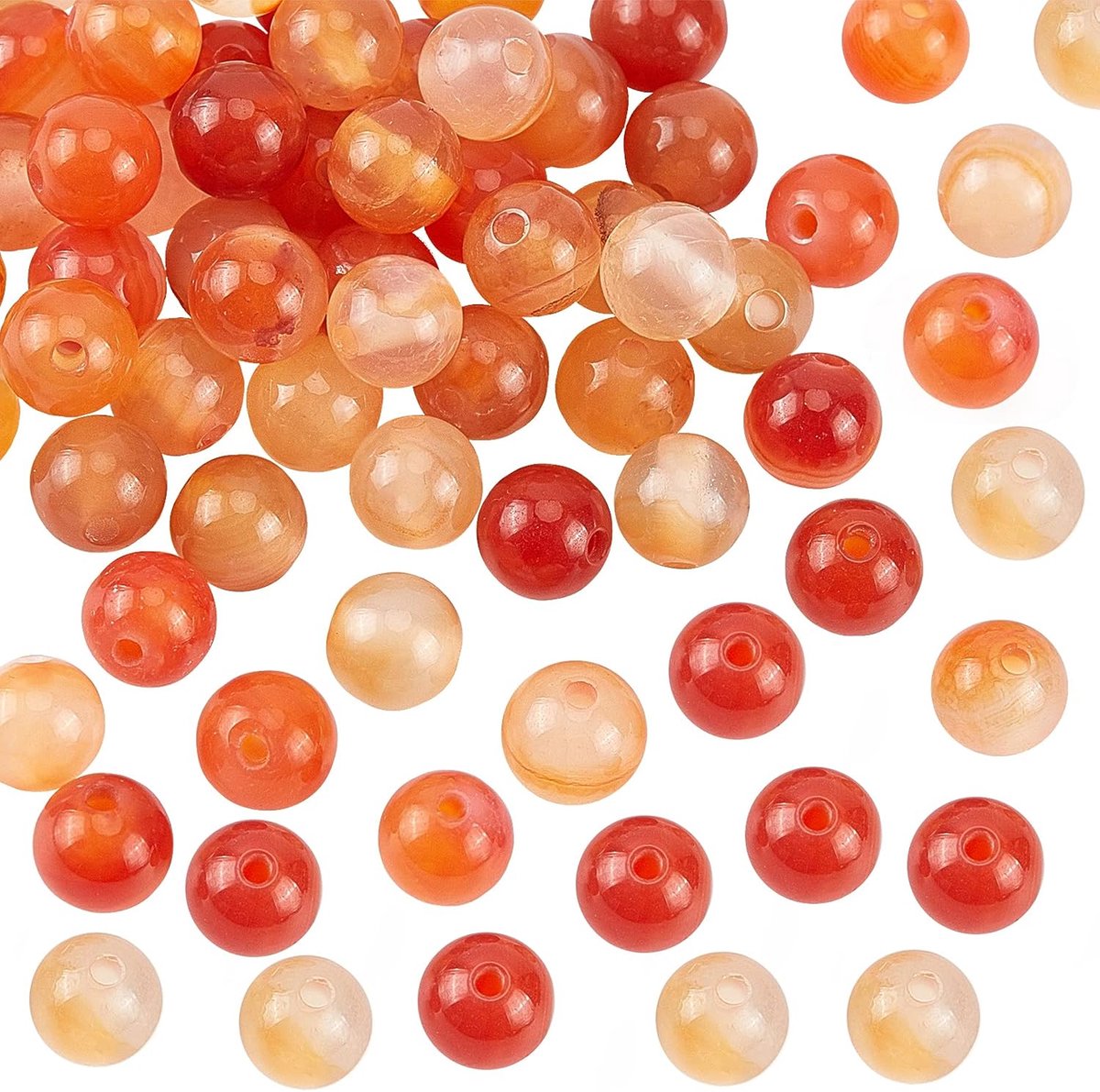 62 stuks natuurlijke rode agaat kralen, 6mm Grade A natuursteen, rond, oranjerood, voor sieraden maken