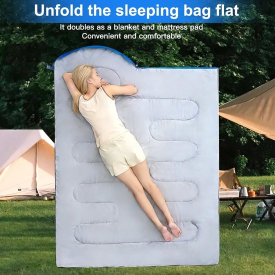 Winterslaapzak Volwassenen - Kampeerslaapzak Warm - Outdoor Avonturen - Effectieve Kou Bescherming - 210 x 75 cm - Blauw — afbeelding 4