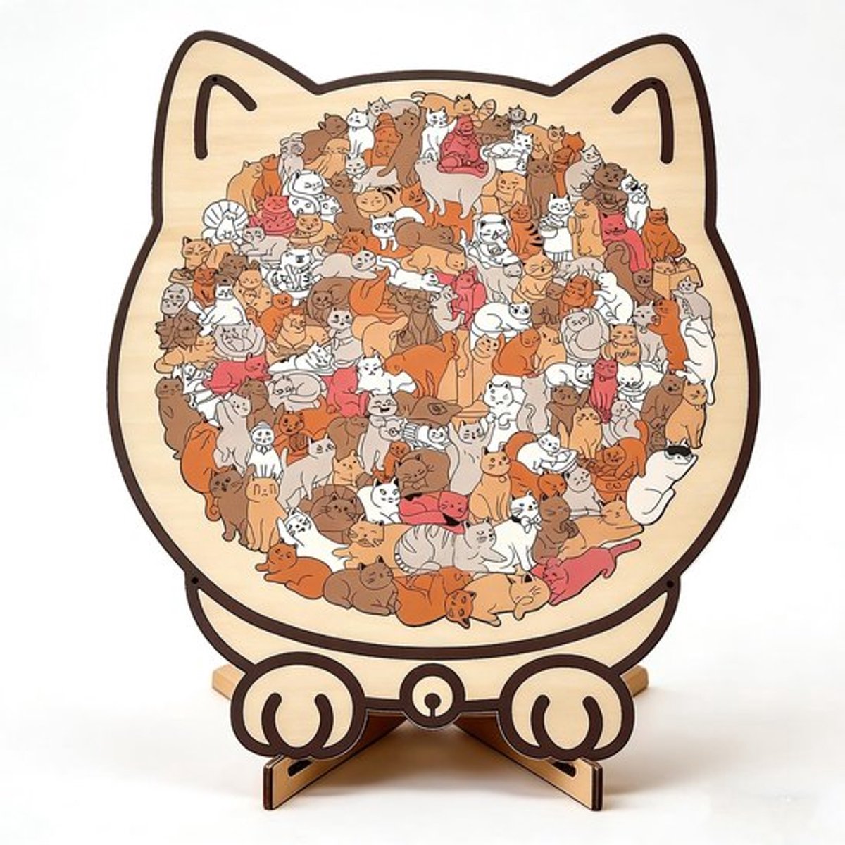 Kattenpuzzel 135 stukjes - Houten Puzzel - Onregelmatige Vormen - Creatief Cadeau - Meditatieve Puzzelervaring - Hoogwaardige Decoratie - Legpuzzel