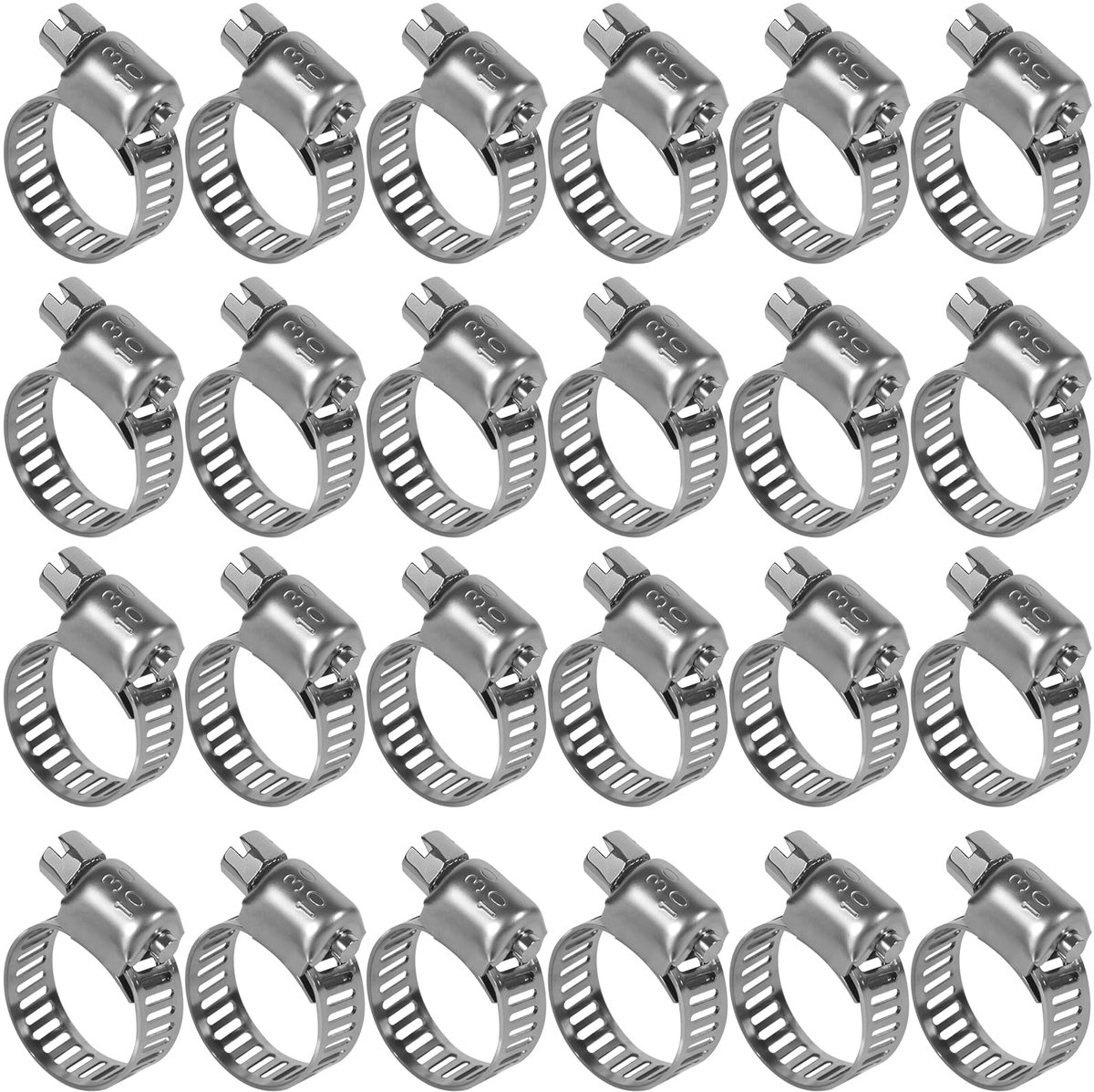 Slangklemmen, 24 stuks, roestvrij staal, 10-16 mm, roestvrijstalen buisklemmen voor zwembad, waterbuis, doe-het-zelvers en tuin