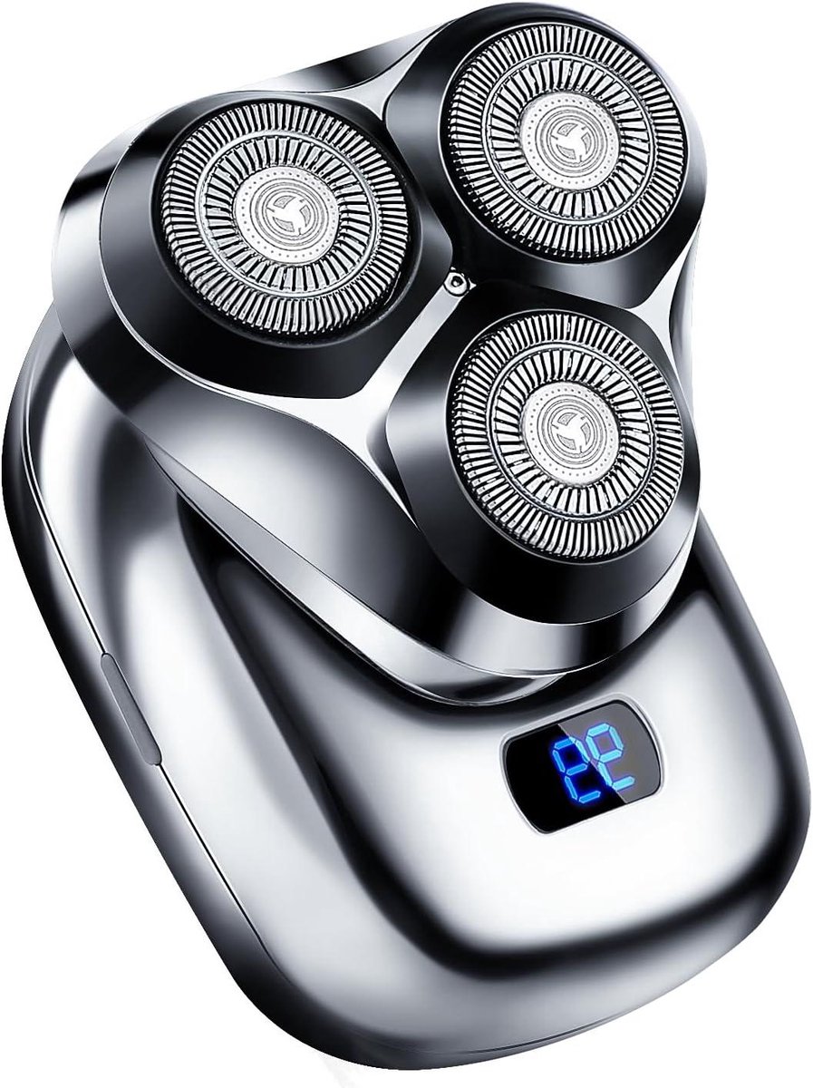 Electric Mini Shaver, Portable Shaver for Men, Electric USB Wireless Electric Shaver, 3D Rotating 3 Shaving Heads, Beard Trimmer, LED Rotation Shaver,