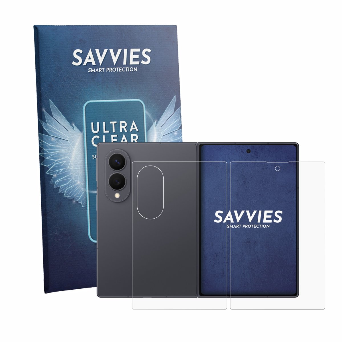 Savvies - Screenprotector voor Samsung Galaxy Z Fold 8 (Voor+Achter) - Folie Beschermfolie transparant 18 Stuks