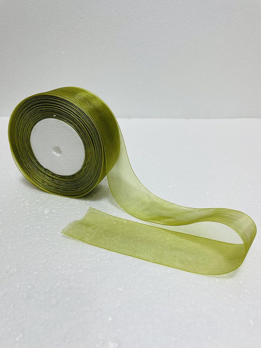 organza lint 4 x 50 cm YDS (45,72 m), cadeauverpakking, feest, verjaardag, naaien, verpakking, verschillende kleuren, doe-het-zelf (zuurgroen)