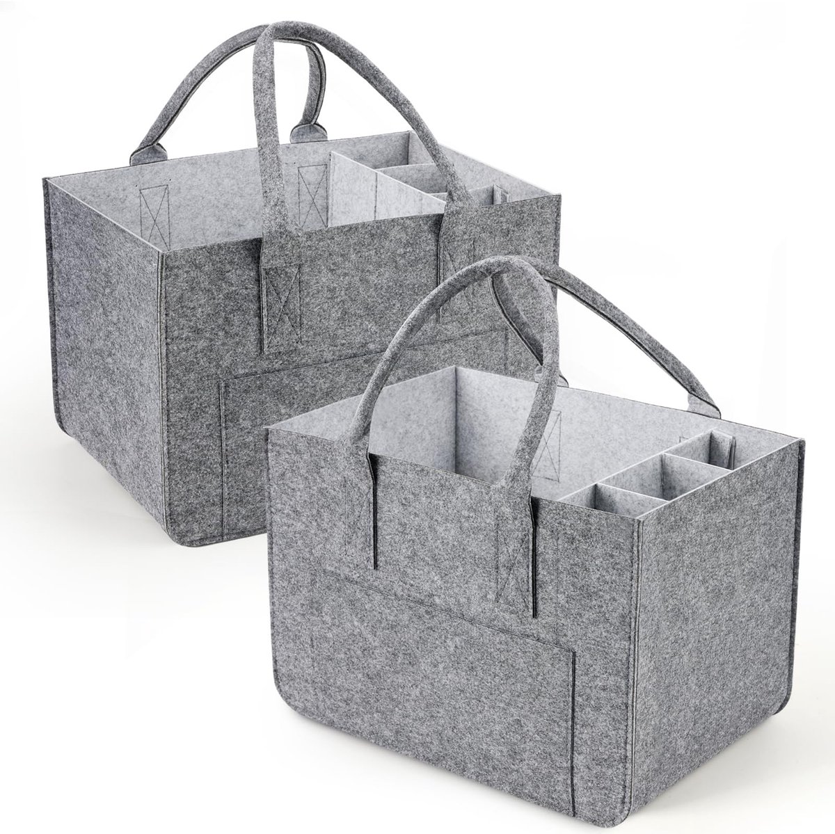 Vilten shopper met vakken, opvouwbaar en robuust, boodschappentas, 30 l, boodschappenmand, flessentas, kledingtas, speelgoedtas, Taille unique, Hedendaags