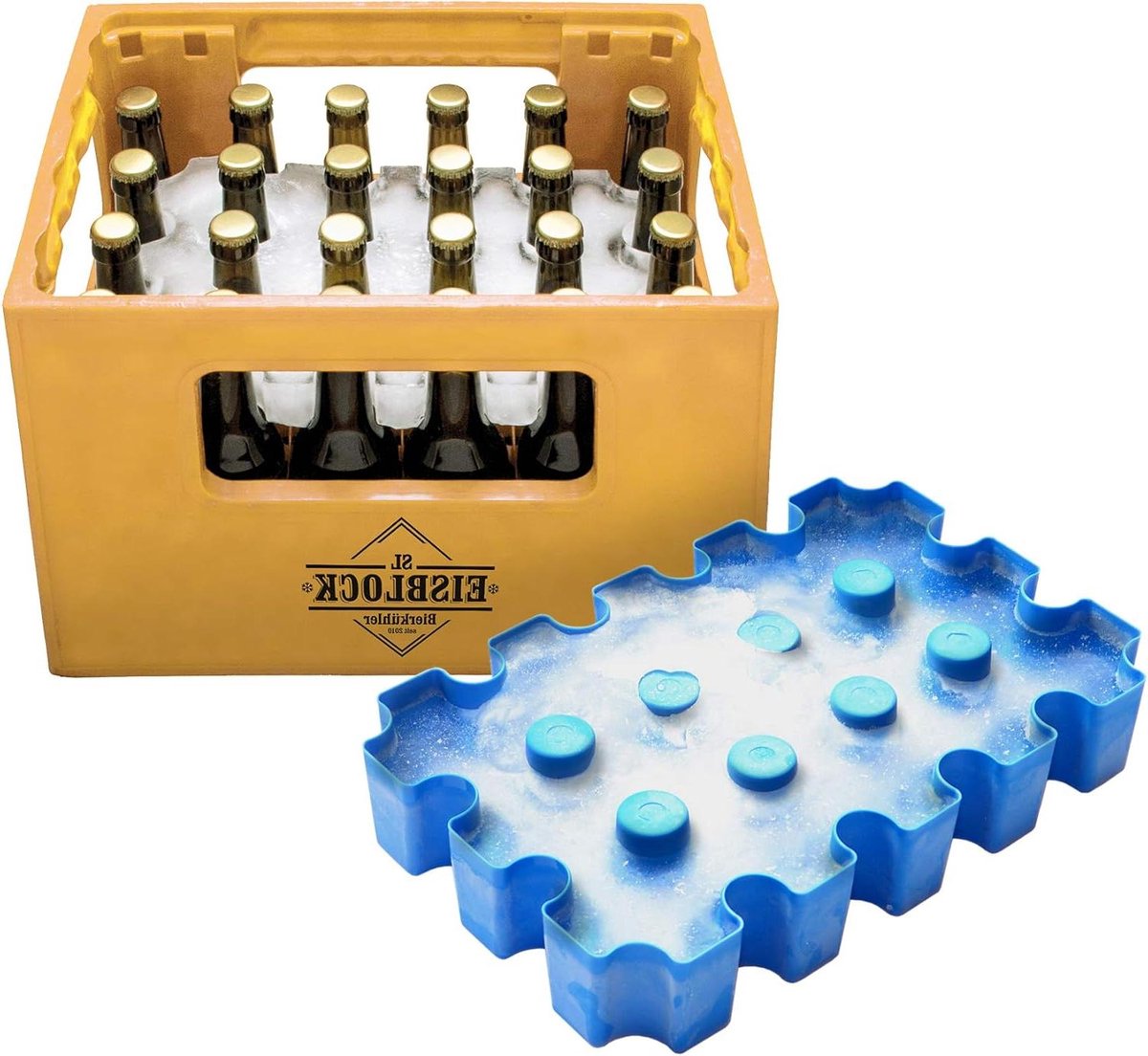 Bierkoeler voor Kratten - IJsvorm - Dranken Koelen - Past in Krat - 33 x 25 cm - Blauw