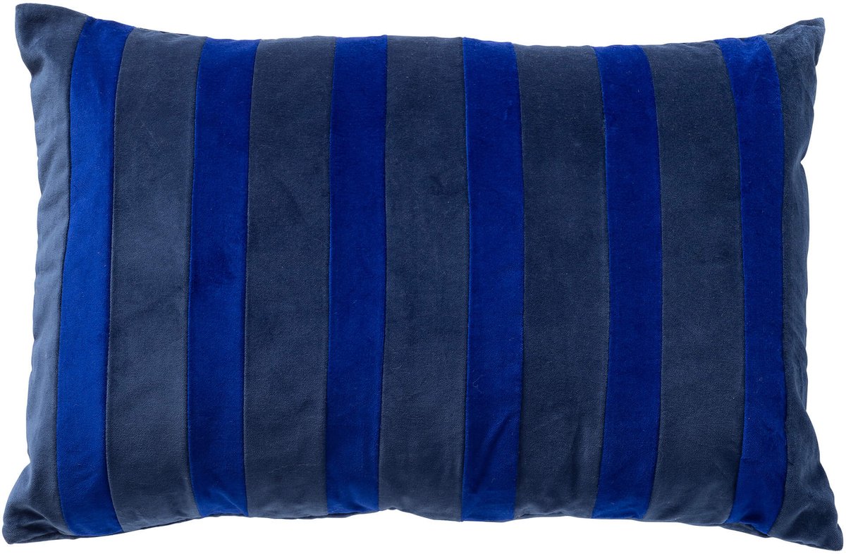Dutch Decor VENICE - sierkussen 40x60 cm - fluweel - gestreept - Insignia Blue - blauw - Inclusief binnenkussen - Luxe kussens voor woonkamer & bank
